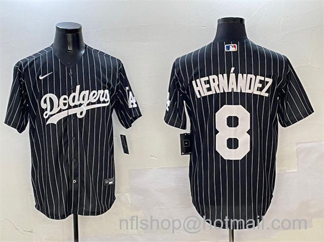 Men's Los Angeles Dodgers #8 Enrique Hernandez Black Cool Base Stitched Baseball Jersey