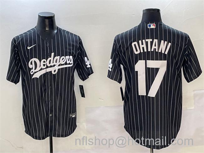 Men's Los Angeles Dodgers #17 Shohei Ohtani Black Cool Base Stitched Baseball Jersey