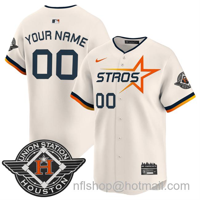 Men's Houston Astros Active Player Custom Cream 2025 City Connect Limited Stitched Baseball Jersey