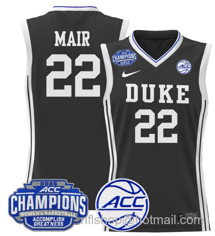Women's Taina Mair Jersey #22 Duke Blue Devils 2025 ACC Champions Black