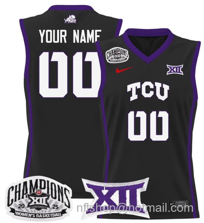 Women's Custom TCU Horned Frogs Jersey 2025 Champions Lightweight Black Women's Custom TCU Horned Frogs Jersey 2025 Champions Lightweight Black
