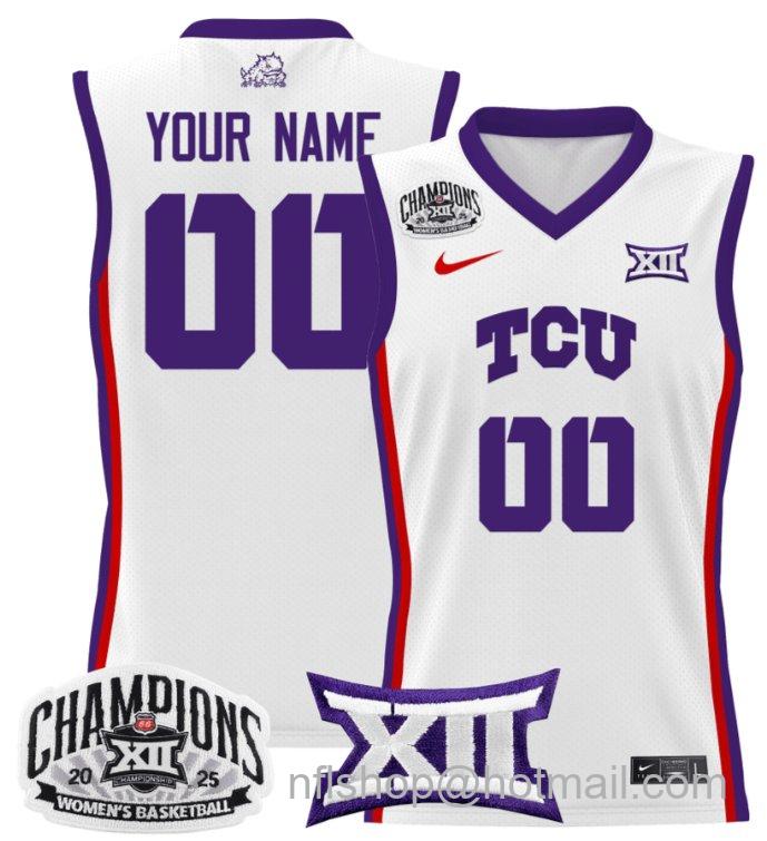 Women's Custom TCU Horned Frogs Jersey 2025 Champions Lightweight White Women's Custom TCU Horned Frogs Jersey 2025 Champions Lightweight White