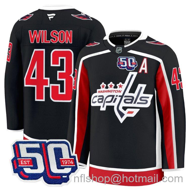 Men's Washington Capitals Tom Wilson #43 50th Anniversary Black Stitched Hockey Jersey
