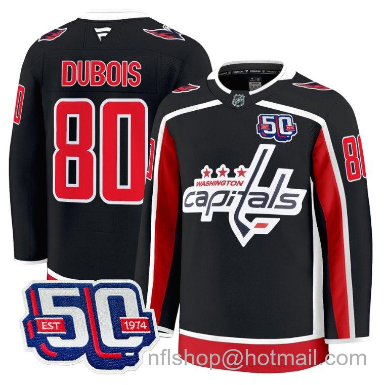 Men's Washington Capitals Pierre Dubois #80 50th Anniversary Black Stitched Hockey Jersey
