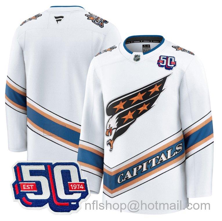 Men's Washington Capitals Blank Screaming Eagle 50th Anniversary White Stitched Hockey Jersey