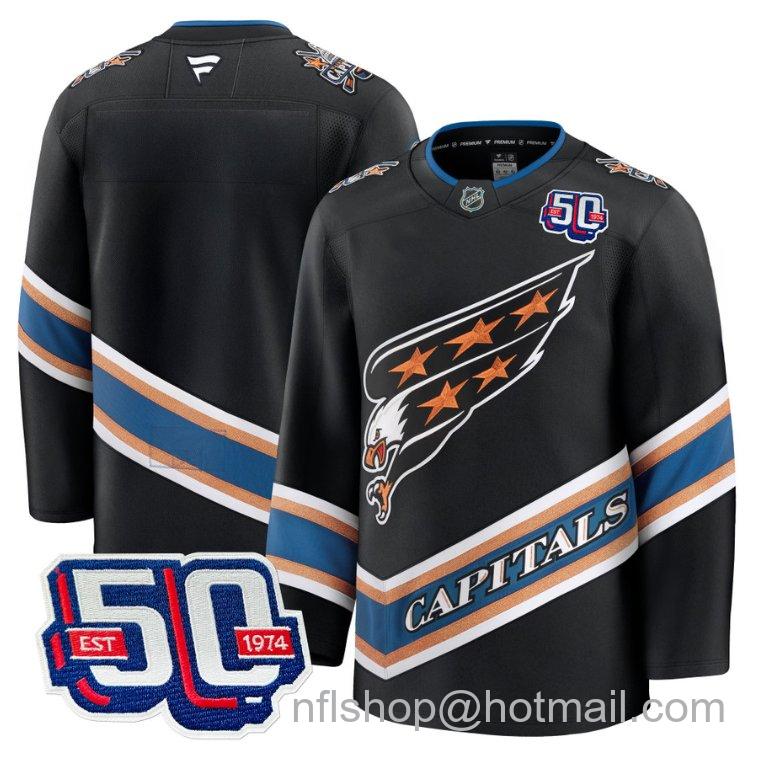 Men's Washington Capitals Blank Screaming Eagle 50th Anniversary Black Stitched Hockey Jersey