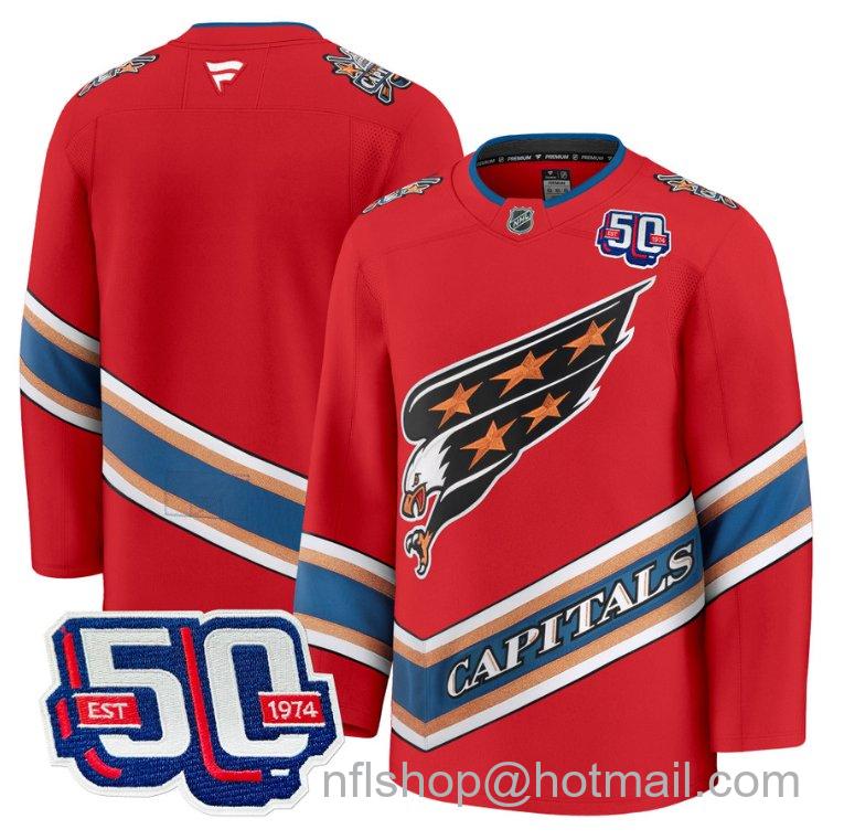 Men's Washington Capitals Blank Screaming Eagle 50th Anniversary Red Stitched Hockey Jersey