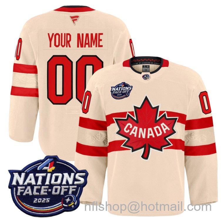 Youth Team Canada Custom Name & Number 4 Nations Face-Off 2025 Pro Cream Stitched Hockey Jersey Youth Team Canada Custom Name & Number 4 Nations Face-Off 2025 Pro Cream Stitched Hockey Jersey