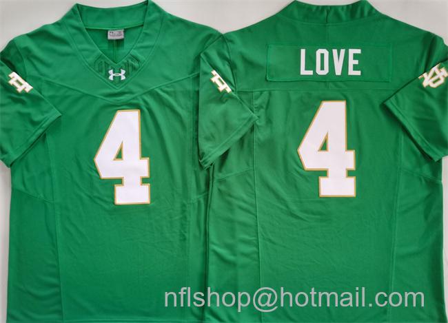 Men's Notre Dame Fighting Irish #4 Jeremiyah Love Green 2024 F.U.S.E. Limited Stitched Jersey