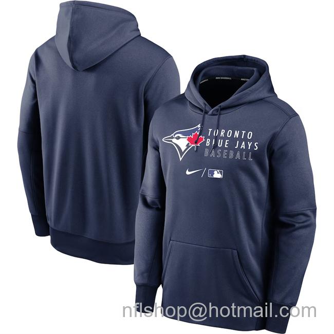 Men's Toronto Blue Jays Navy Collection Logo Stack Performance Pullover Hoodie