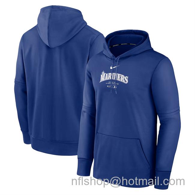 Men's Seattle Mariners Royal Collection Practice Performance Pullover Hoodie