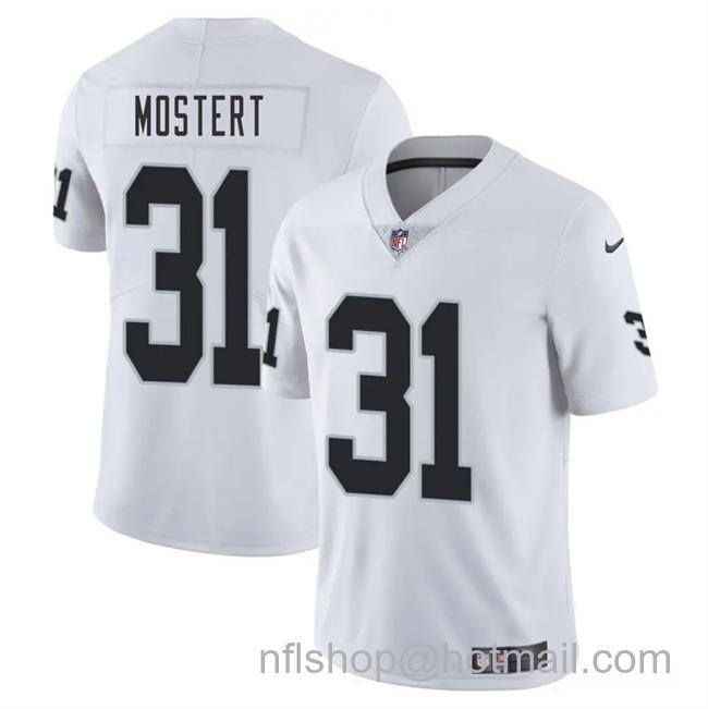 Men's Las Vegas Raiders #31 Raheem Mostert White 2025 Vapor Stitched Football Jersey