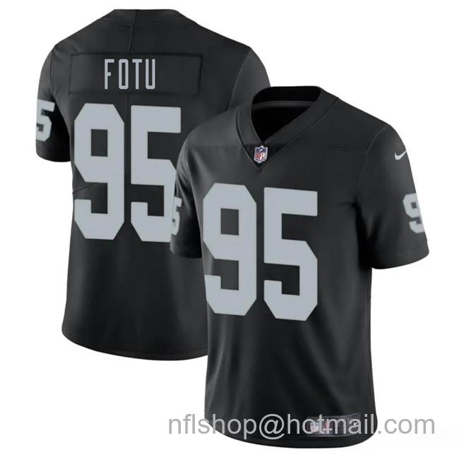 Men's Las Vegas Raiders #95 Leki Fotu Black 2025 Vapor Stitched Football Jersey