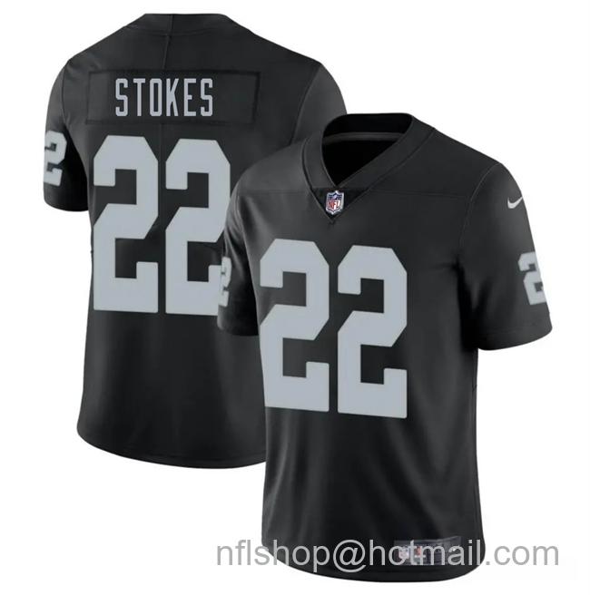 Men's Las Vegas Raiders #22 Eric Stokes Black 2025 Vapor Stitched Football Jersey