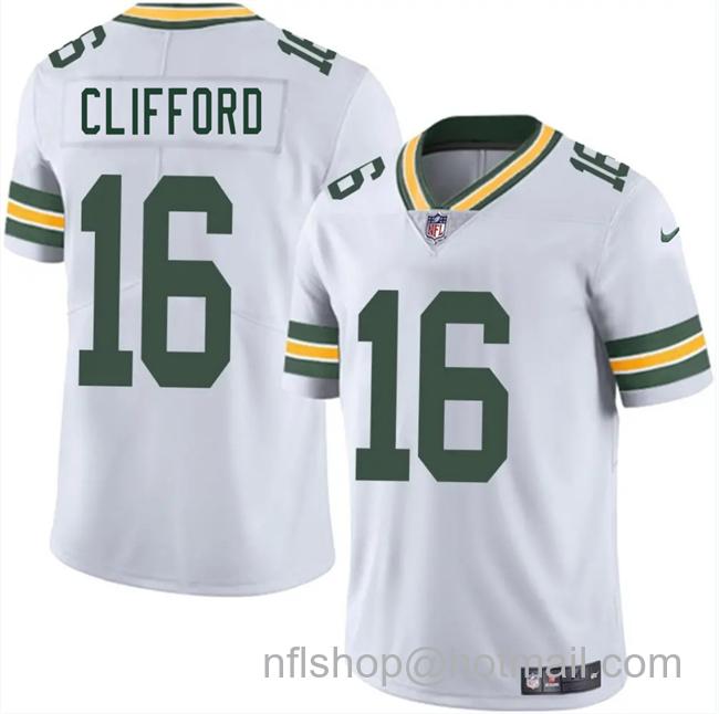 Men's Green Bay Packers #16 Sean Clifford White 2025 Vapor Untouchable Limited Stitched Jersey