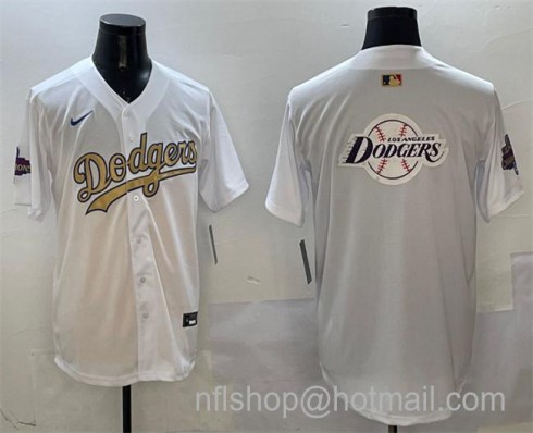 Men's Los Angeles Dodgers Team Big Logo White 2025 Gold Collection Limited Stitched MLB Jersey
