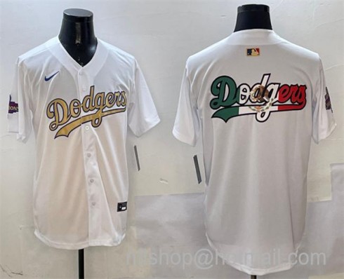 Men's Los Angeles Dodgers Team Big Logo White 2025 Gold Collection Limited Stitched Baseball Jersey