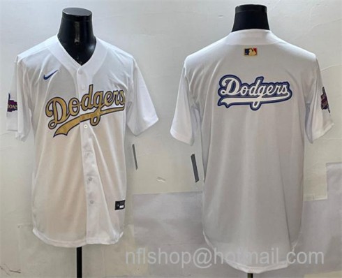 Men's Los Angeles Dodgers Team Big Logo White 2025 Gold Collection Limited Stitched Baseball Jerseys