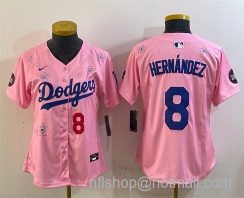 Women's Los Angeles Dodgers #8 Enrique Hernandez Pink 2025 Tokyo Series Limited Stitched Baseball Jersey