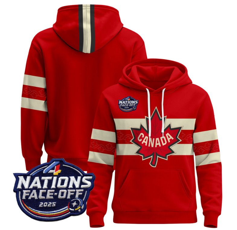 Men's Team Hoodie Canada 4 Nations Face-Off 2025 Pullover V2 Red