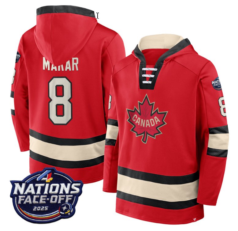 Men's Cale Makar Hoodie #8 Canada 4 Nations Face-Off 2025 Pullover Stitched
