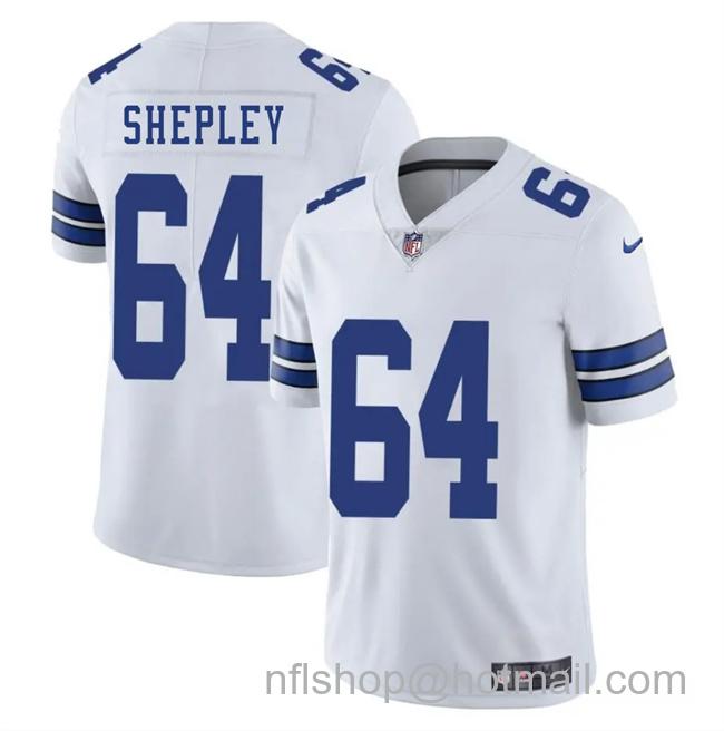 Men's Dallas Cowboys #64 Dakoda Shepleys White 2025 Vapor Untouchable Limited Stitched Football Jersey