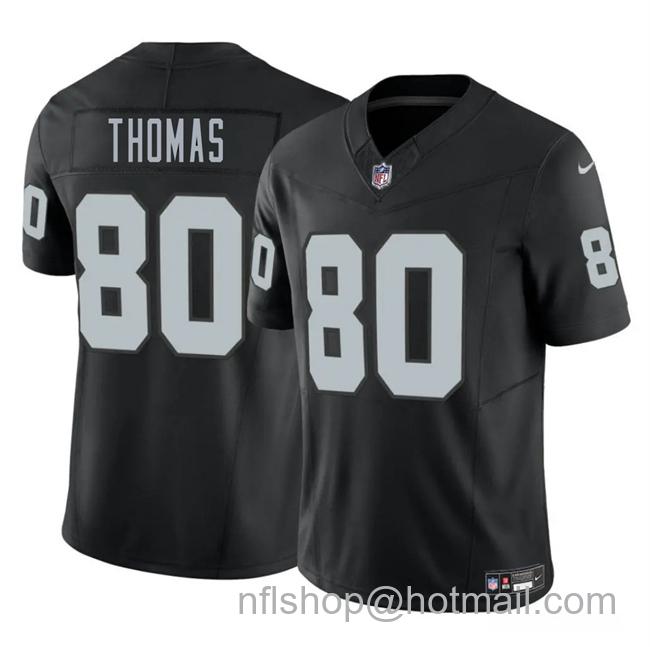Men's Las Vegas Raiders #80 Ian Thomas Black 2025 F.U.S.E. Vapor Stitched Football Jersey