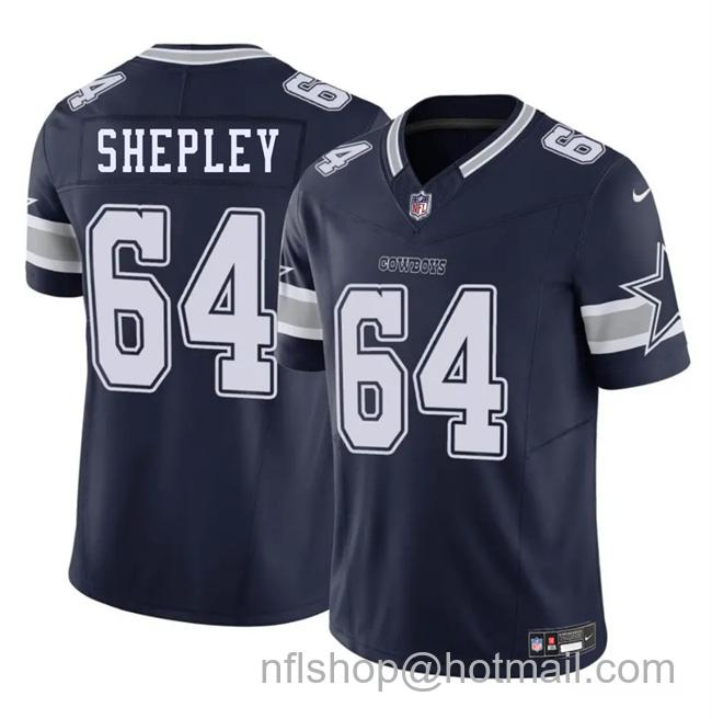 Men's Dallas Cowboys #64 Dakoda Shepleys Navy 2025 F.U.S.E Vapor Untouchable Limited Stitched Football Jersey