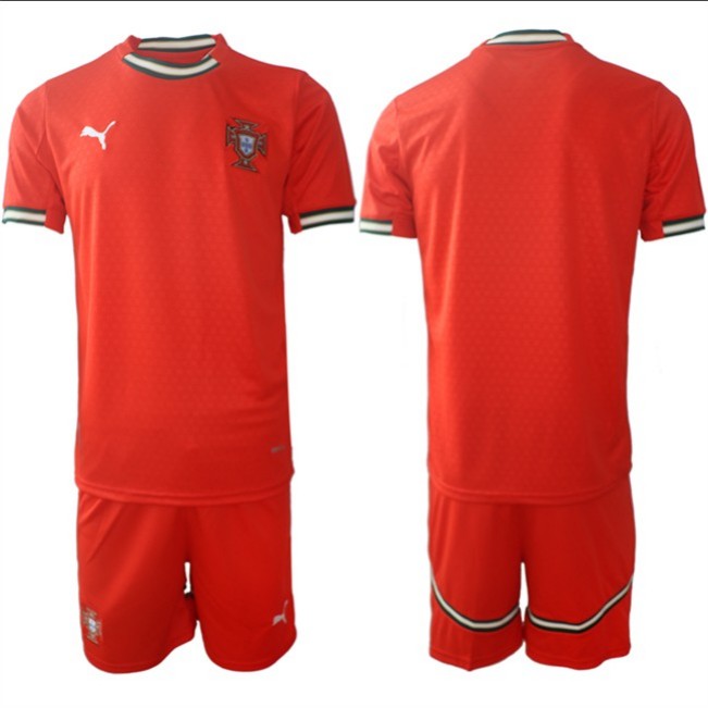 Men's Portugal Team Blank 2025 Red Home Soccer Jersey Suit
