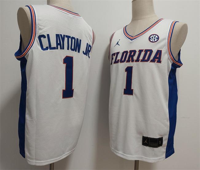Men's Florida Gators #1 Walter Clayton Jr. White Stitched Basketball Jerseys