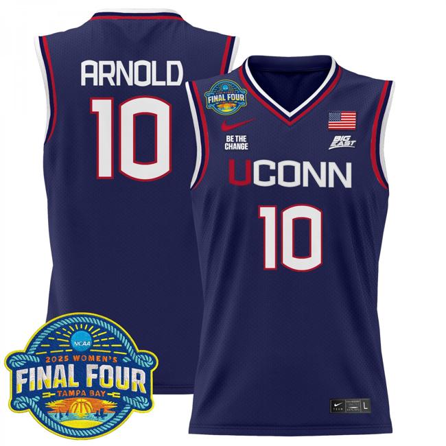 Women's Nike KK Arnold Jersey #10 UConn Huskies 2025 NCAA Women's Basketball Big East Final Four Patch Navy