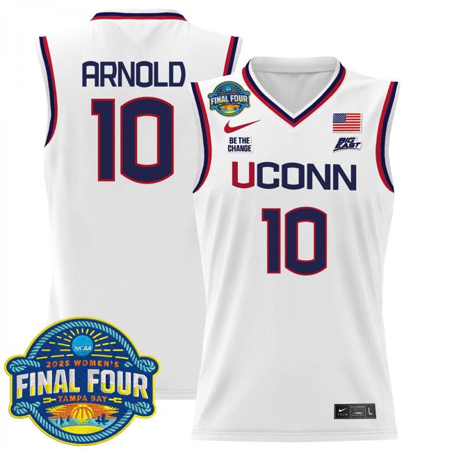 Women's Nike KK Arnold Jersey #10 UConn Huskies 2025 NCAA Women's Basketball Big East Final Four Patch White