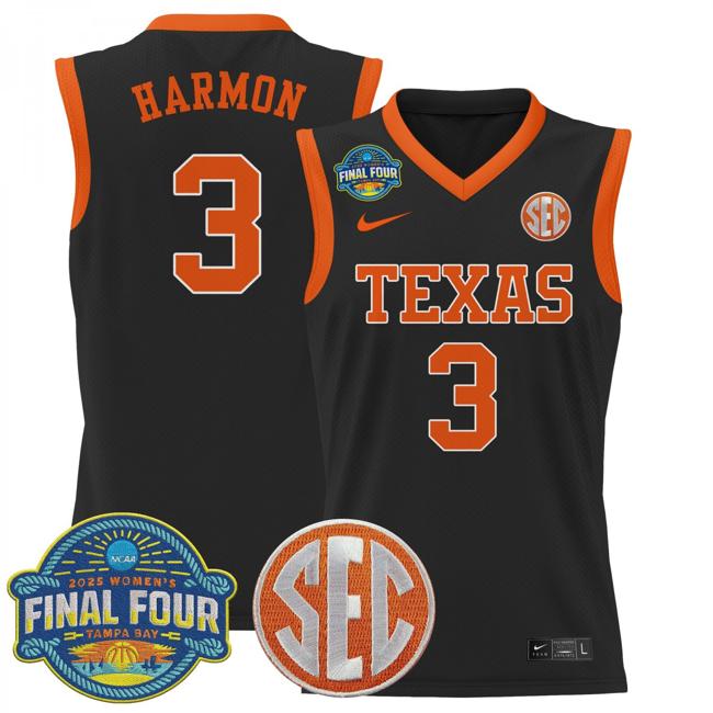 Women's Nike Rori Harmon Jersey #3 Texas Longhorns 2025 NCAA Women's Basketball Sec Final Four Patch Black