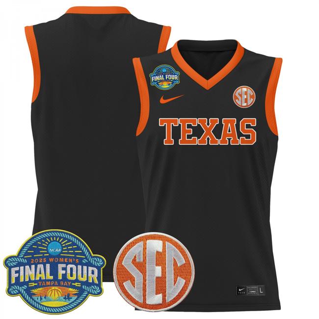Women's Nike Team Jersey Texas Longhorns 2025 NCAA Women's Basketball Sec Final Four Patch Stitched Black