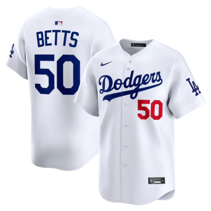 Big Size Men's Los Angeles Dodgers #50 Mookie Betts Nike White Home Limited Baseball  Jersey