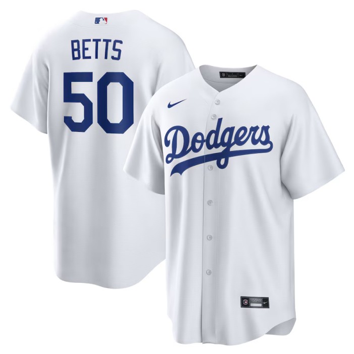 Big Size Men's Los Angeles Dodgers #50 Mookie Betts Nike White Home Replica Baseball Jersey