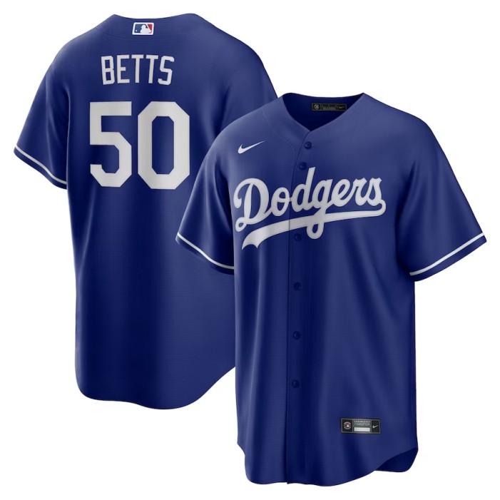 Big Size Men's Los Angeles Dodgers #50 Mookie Betts Nike Royal Alternate Replica Baseball  Jersey
