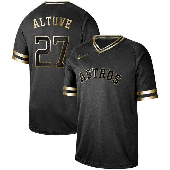 Men's Houston Astros Custom Nike Black Gold Stitched Jersey