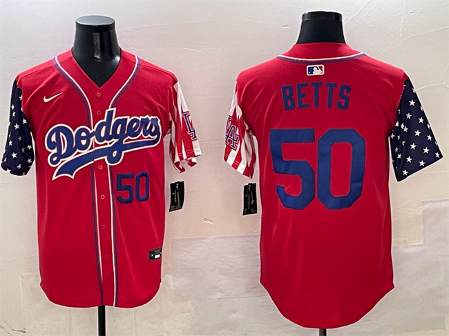 Men's Los Angeles Dodgers #50 Mookie Betts Red Limited Stitched Jersey