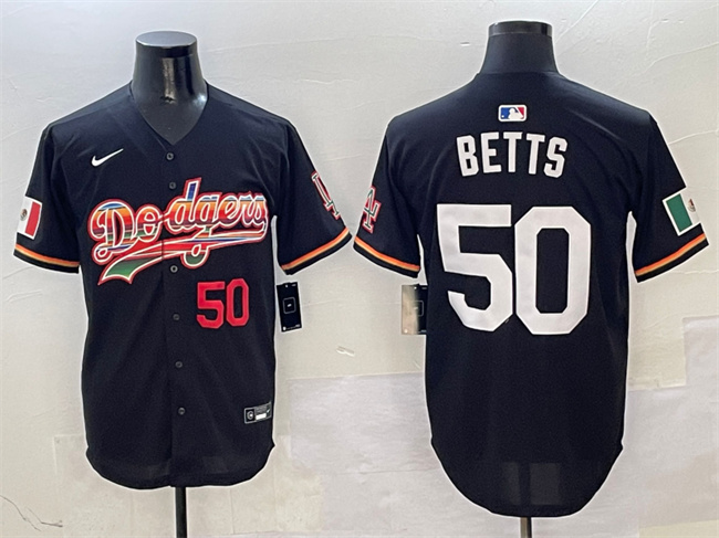 Men's Los Angeles Dodgers #50 Mookie Betts Black Mexico Limited Stitched Jersey