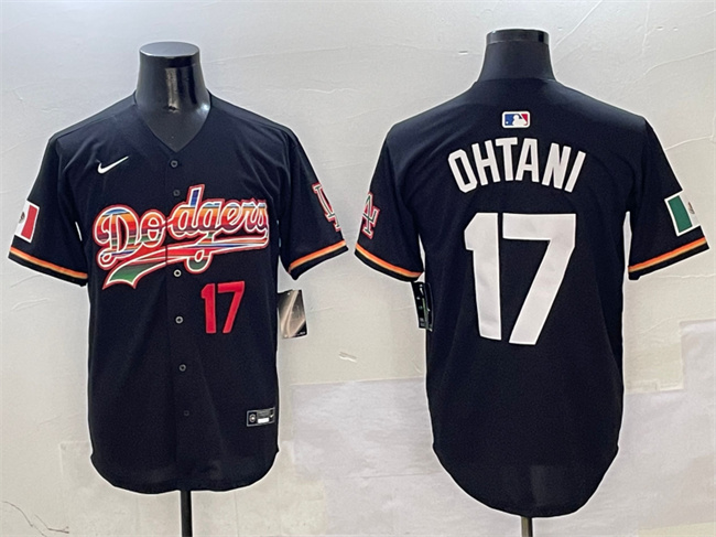 Men's Los Angeles Dodgers #17 Shohei Ohtani Black Mexico Limited Stitched Jersey