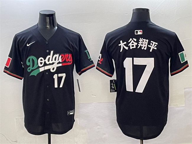 Men's Los Angeles Dodgers #17 大谷翔平 Black Mexico Flag Limited Stitched Jersey