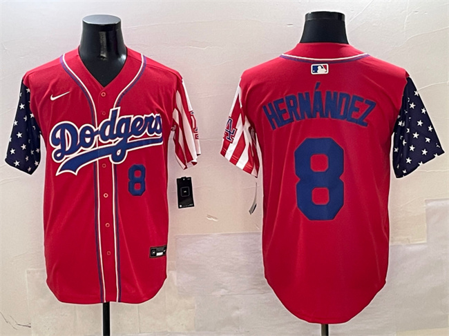 Men's Los Angeles Dodgers #8 Enrique Hernandez Red Limited Stitched Jersey