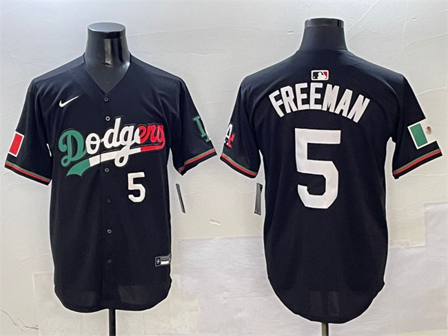 Men's Los Angeles Dodgers #5 Freddie Freeman Black Mexico Flag Limited Stitched Jersey