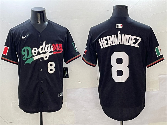 Men's Los Angeles Dodgers #8 Enrique Hernandez Black Mexico Flag Limited Stitched Jersey