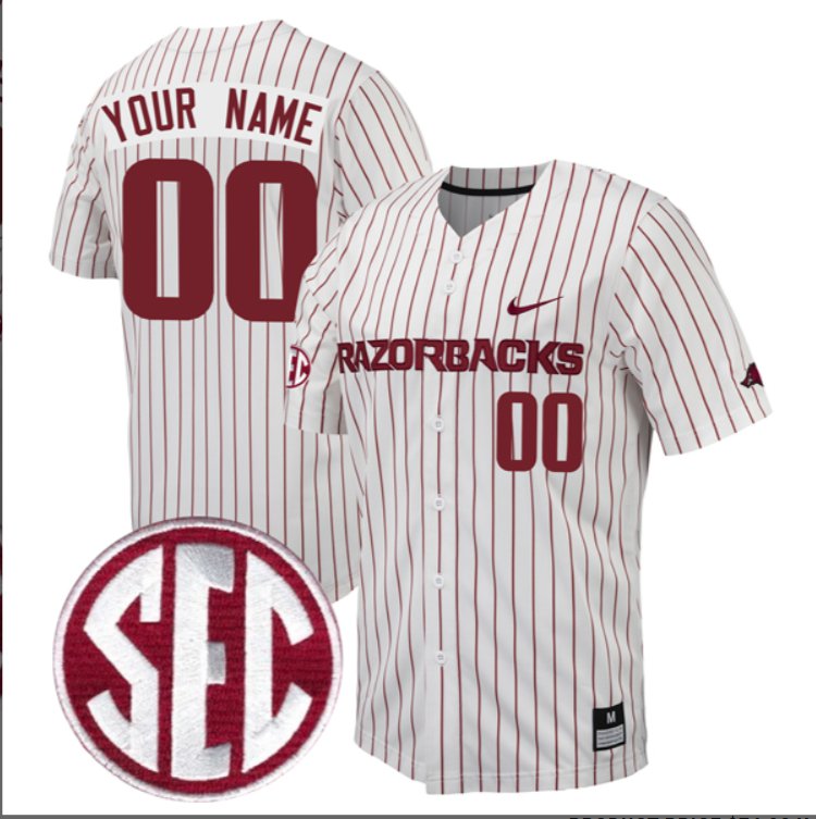 Custom Arkansas Razorbacks Baseball White Pinstripe Full Button Jersey – All Stitched SEC Patch
