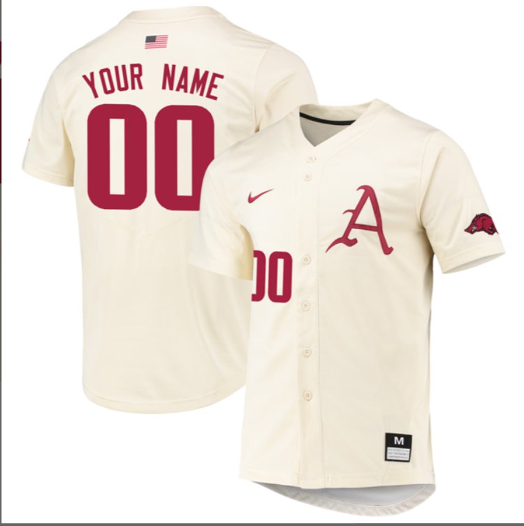 Custom Arkansas Razorbacks Baseball Cream Full Button Jersey – All Stitched