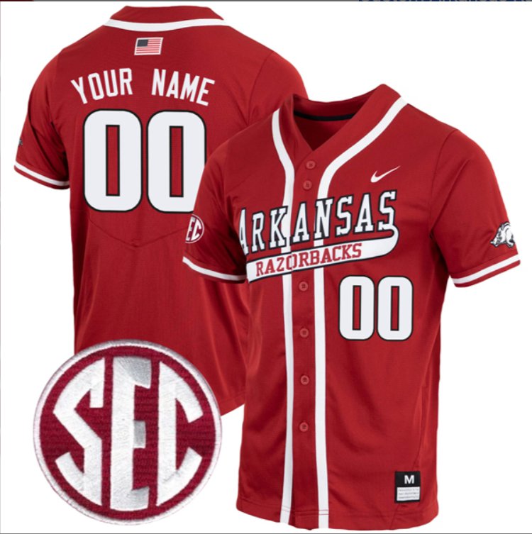 Custom Arkansas Razorbacks Baseball Cardinal Jersey – All Stitched SEC Patch