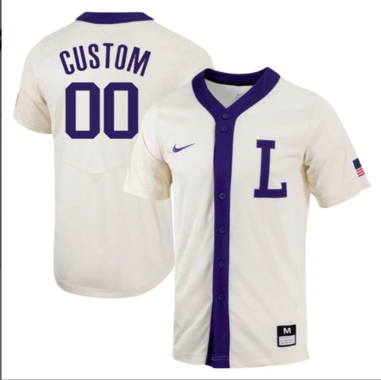 Custom LSU Tigers College Baseball Stitched Jersey Natural White