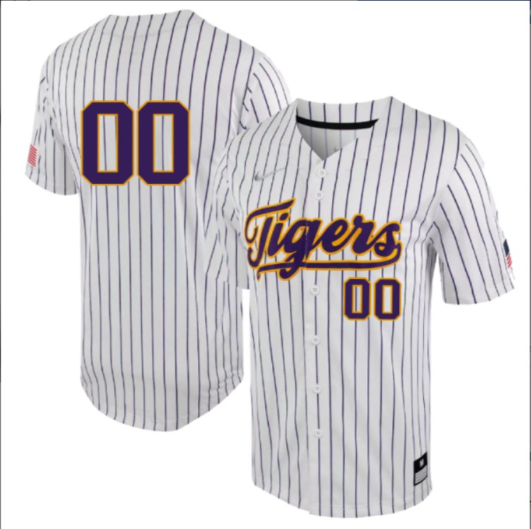 LSU Tigers College Baseball Custom Number Collection Stitched Jersey Pinstripe